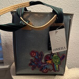 Consuela (Adrian) Glittering Silver Trim Tote!